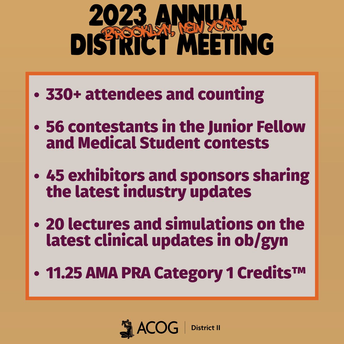 ACOGD2's tweet photo. Check out our ADM Vital Stats! 👀 The Annual District II Meeting has so much to offer this year. It is sure to be a memorable experience.
 
🌟 We can’t wait to see you!
 
Time to register is running out! Register today: https://t.co/V5rDUgWPbc ✅ https://t.co/tYnd3N3Gla