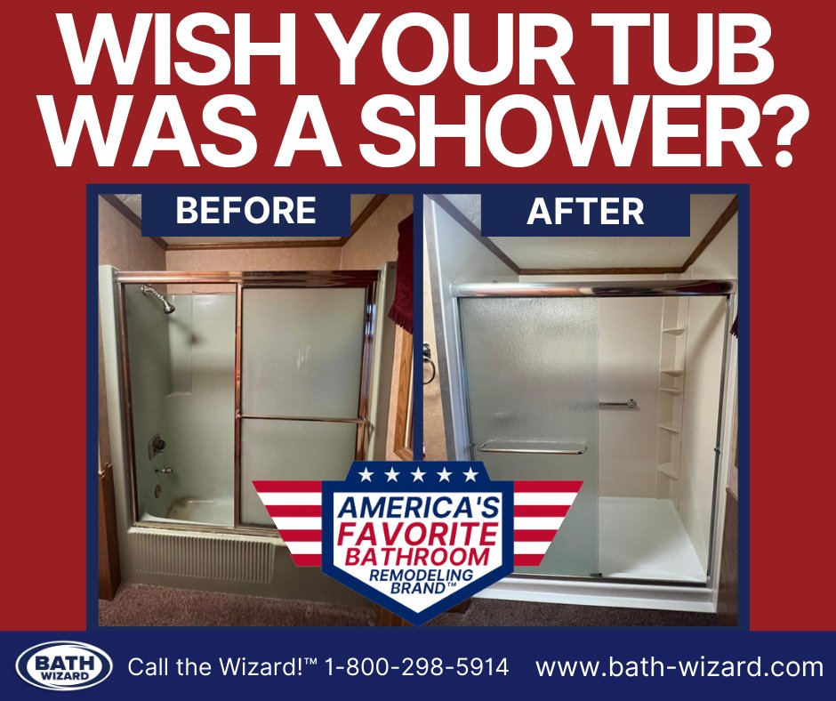 bath_wizard's tweet photo. Wish your Tub was a Shower? 🚿
Don’t Wait! Call The Wizard!™ 1-800-298-5914
#WalkInShower #BathroomRemodel #HomeImprovement #BathWizard #WizardWarranty #BetterEverySingleDay #ExtremeSpecialization #ExtremeSpecialization #ShowroomVisit https://t.co/G0W2sLKeID