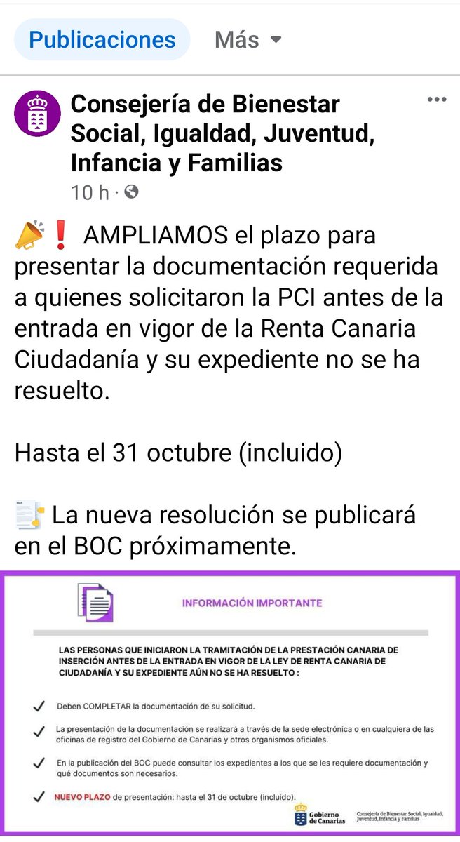 Ampliado el plazo para la presentación de documentación #rentacanariadeciudadania