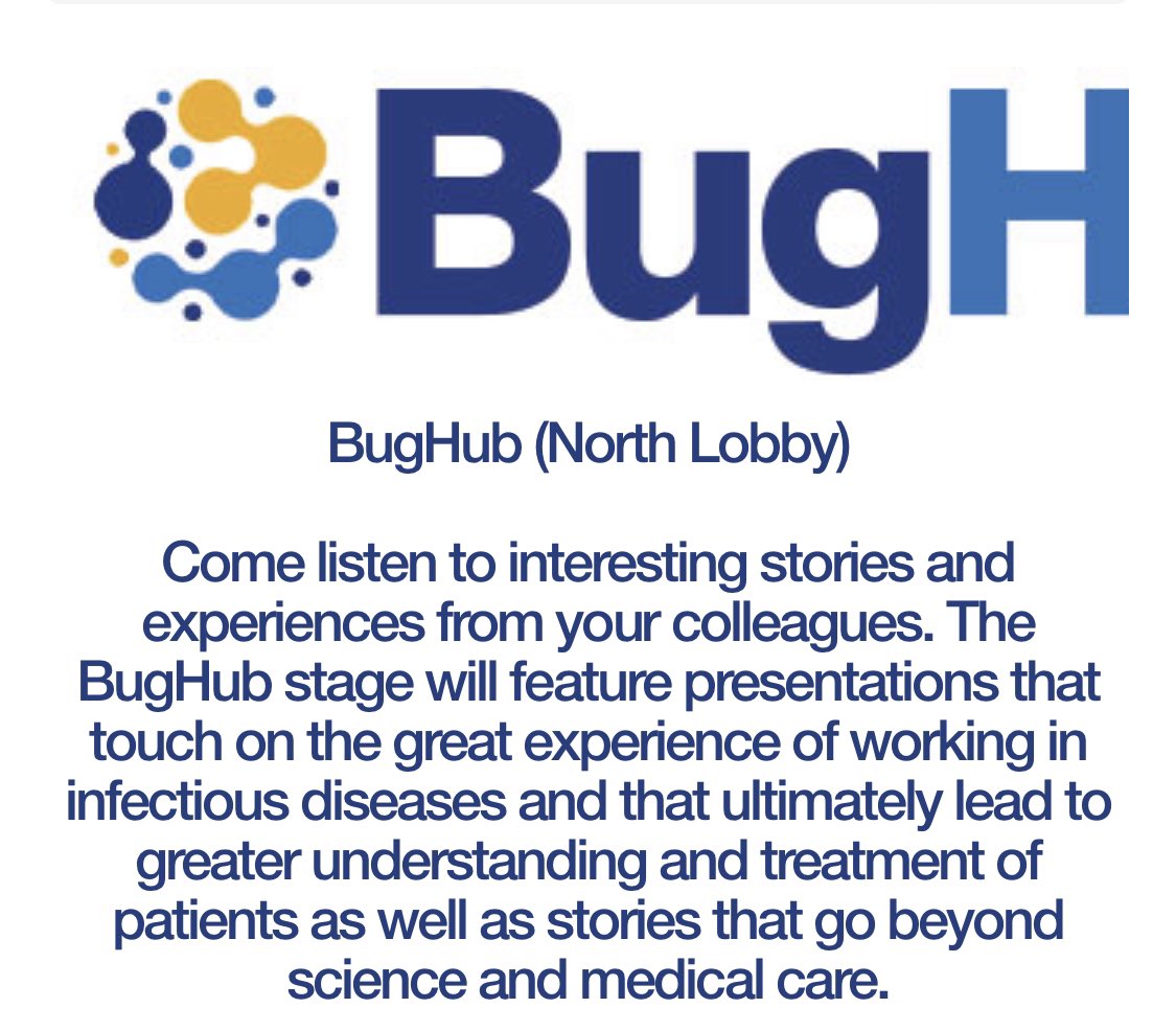 TxIDdoc's tweet photo. Join me tomo at #IDWeek2023  #BugHub to talk transitioning from fellowship to wearing hats in ID!

-Challenges of running COVID trials
-Transplant ID: short cases and learning lessons!
-Reviving ID Society
-Networking in ID
-Taking caring of yourself first!

Oct 14th
12:50-13:10 https://t.co/hf9hO26aWH