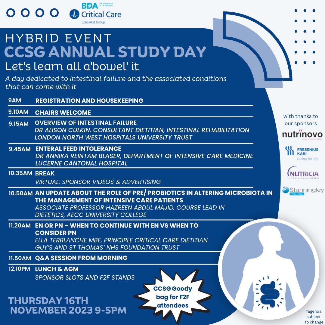 BDACriticalCare's tweet photo. Our updated Annual Study Day agenda is here 🌟

We are also excited to announce that in addition to fantastic networking opportunities our face to face attendees will also receive an exciting CCSG goody bag 😍

Don’t forget to enter our competition to win a free place! https://t.co/4x2wYkyVCQ