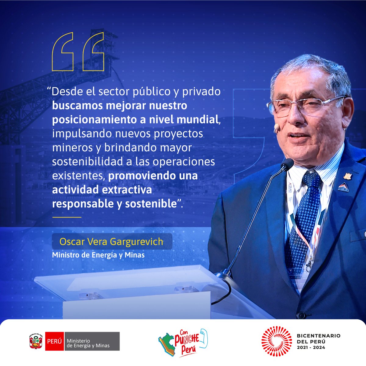 MinemPeru's tweet image. 🔴 #PERUMIN36 | Titular del #MINEM señaló que se busca promover una minería responsable y sostenible. 🇵🇪