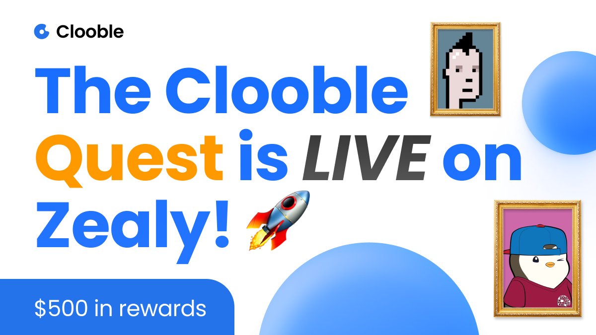 🚀 The Clooble Quest is LIVE on Zealy! 

🚀 Join us NOW for a chance to dive deep into Clooble &amp; win from a prize pool of $500! 🤑

🎉 Ready to embark on this adventurous journey? 🚀 

👉 zealy.io/c/clooble/ques…