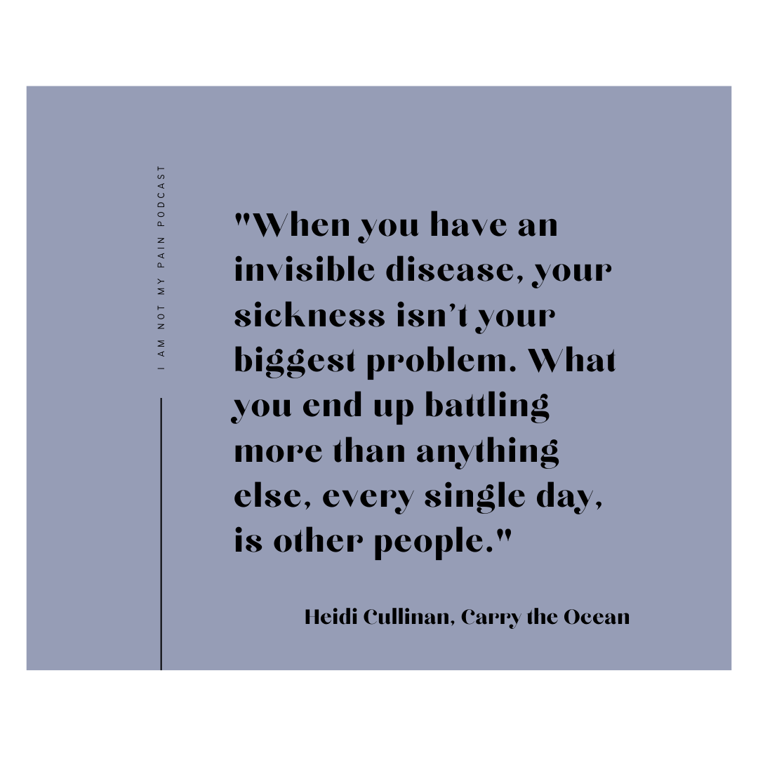To me, this quote is spot on if you manage an invisible disease! Although I care less about others judgments and comments, it can still effect me sometimes. Anyone relate?

#chronicillnesses #chronicpain #podcast #invisibledisease