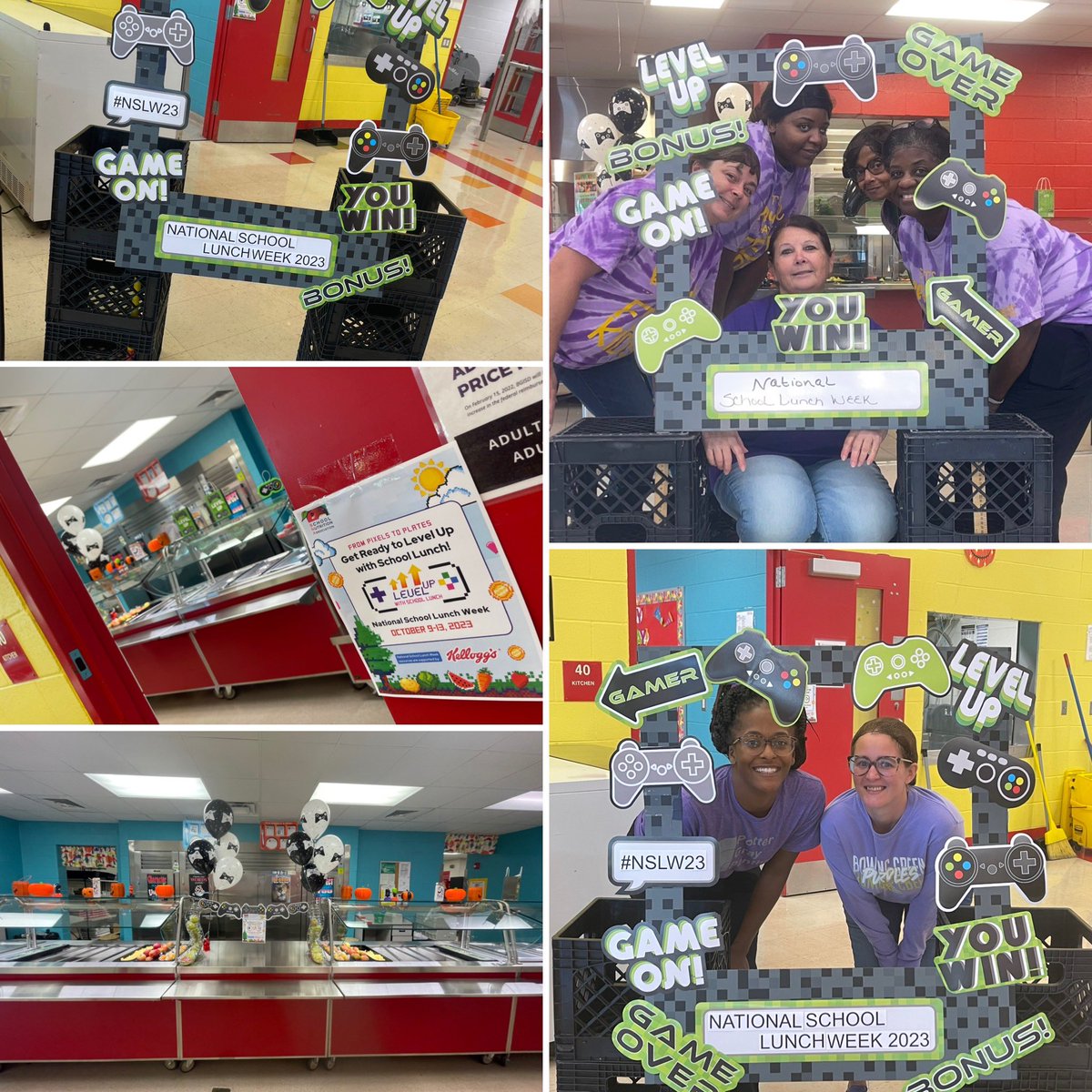 DallaEmerson's tweet photo. Celebrating #NSLW23 was NEXT LEVEL! Love the love our team shows our babies each and every day! @SchoolLunch @KYSchoolNA @BGISD https://t.co/I3L0W2tXPn