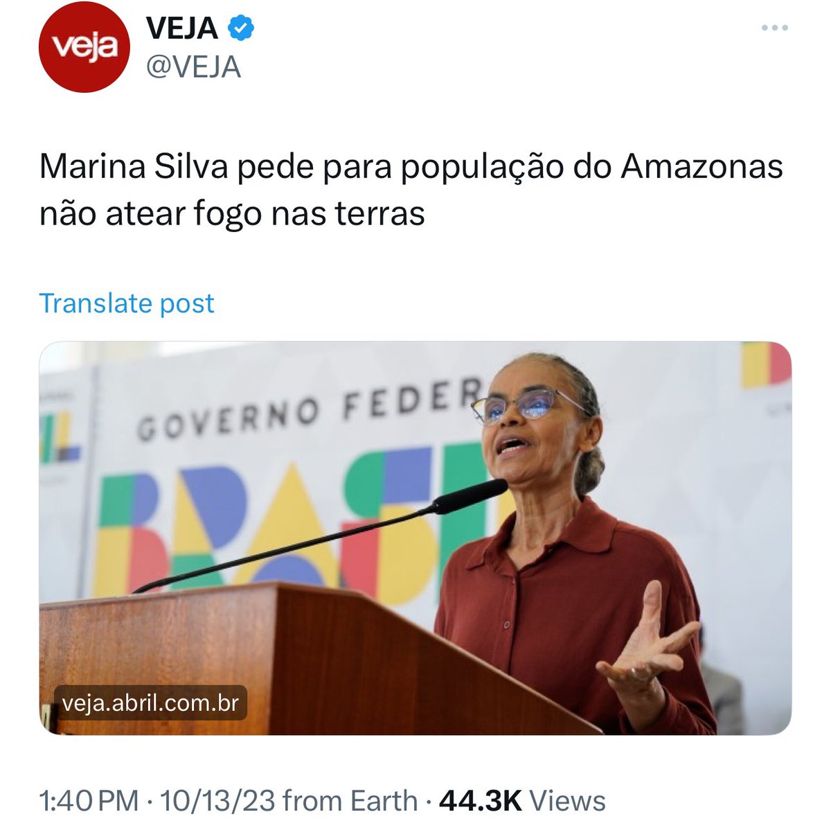 Marina Silva confirma que não era Bolsonaro que "tocava fogo" na Amazônia