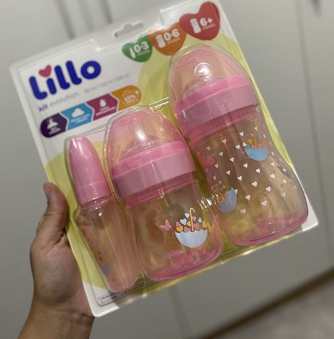 Kit de Mamadeira Primeiros Passos 50/150/240ml Rosa – Lillo