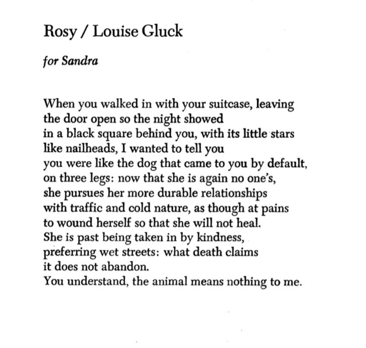 I understand that everyone has to die. Today, I found out that I didn’t think of Louise as an everyone. Safe travels to the stylish lady with the relentless lines who loved Otis Redding & Aretha Franklin & RHOA & once told me THERE ARE NO LAWS AGAINST SADNESS! #LouiseGluck