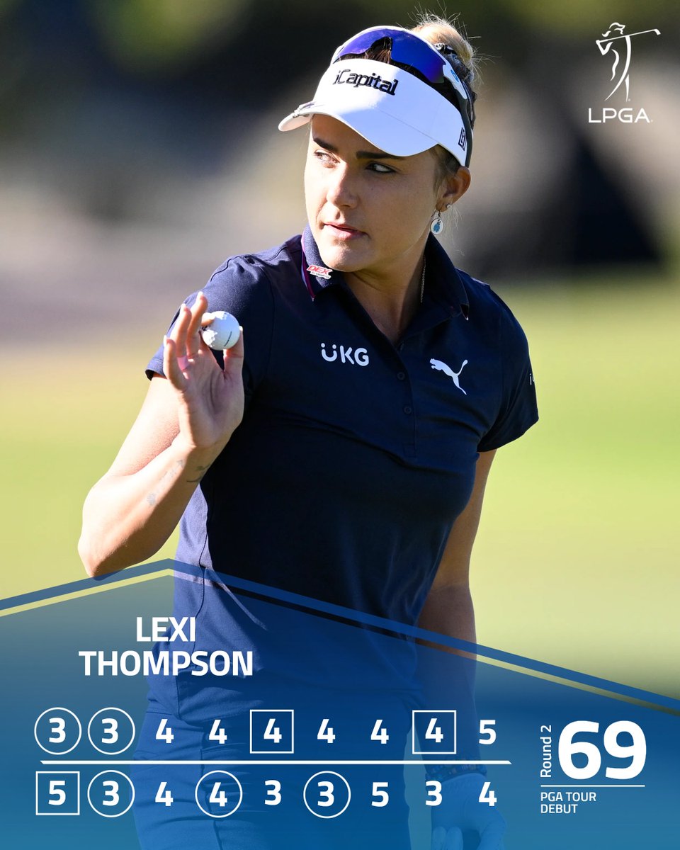 LPGA's tweet photo. An inspirational Friday we'll never forget 🤩

What a performance from @Lexi in her @PGATOUR debut! 👏 https://t.co/rovFbWodSJ