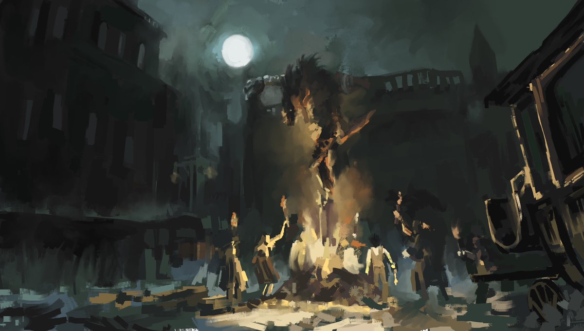 littlebambdraws's tweet image. #StudyBuddy night on Spooky month. 
2h Bloodborne painting, lots of cube brush and smoothing around.