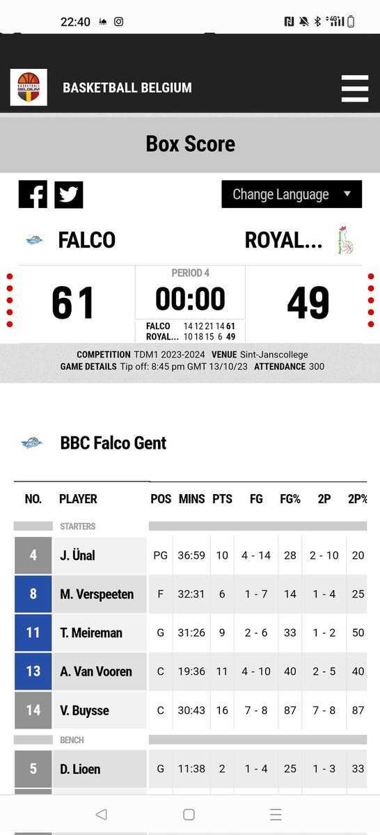 1er défaite chez Falco