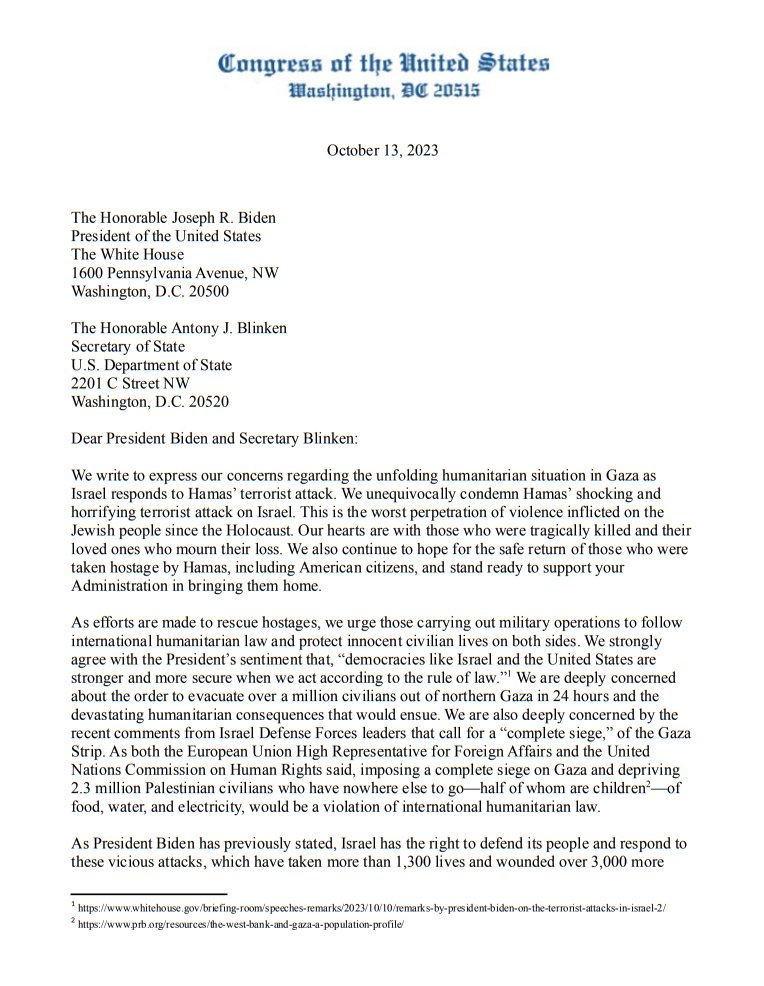 RepPaulTonko's tweet photo. I fully support Israel's right to defend itself against Hamas. But that response cannot come at the price of the lives of the millions of innocent civilians in Gaza—half of whom are children.

I joined a letter today urging the U.S. to ensure a humanitarian response in Gaza. https://t.co/OvhFH9BJ9e