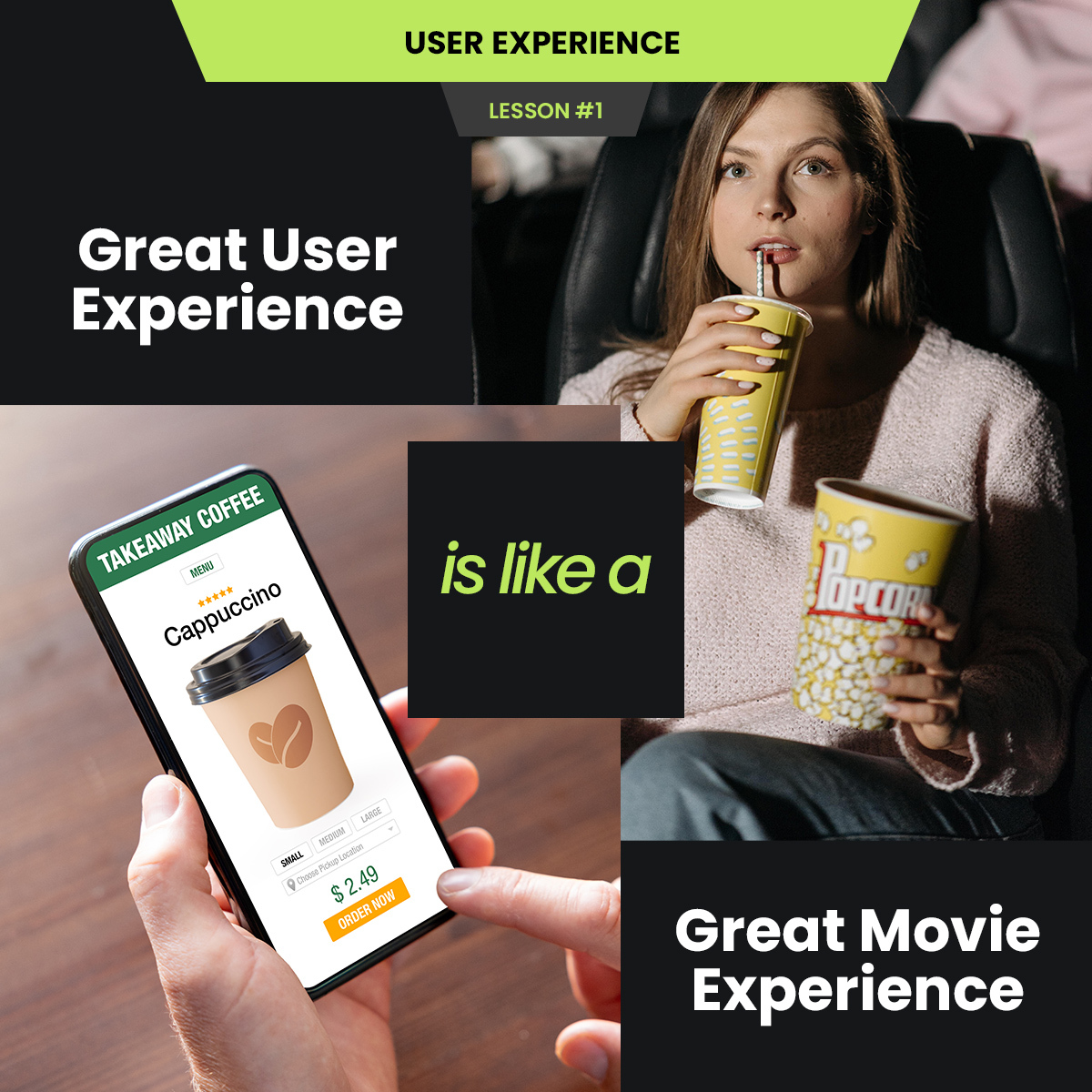 This month our focus is on #userexperience. A great user experience on a website is like a great movie experience: the acting, the music, the direction, the costumes, all of the elements work together to produce a movie that's unforgettable. #UX #UXdesign