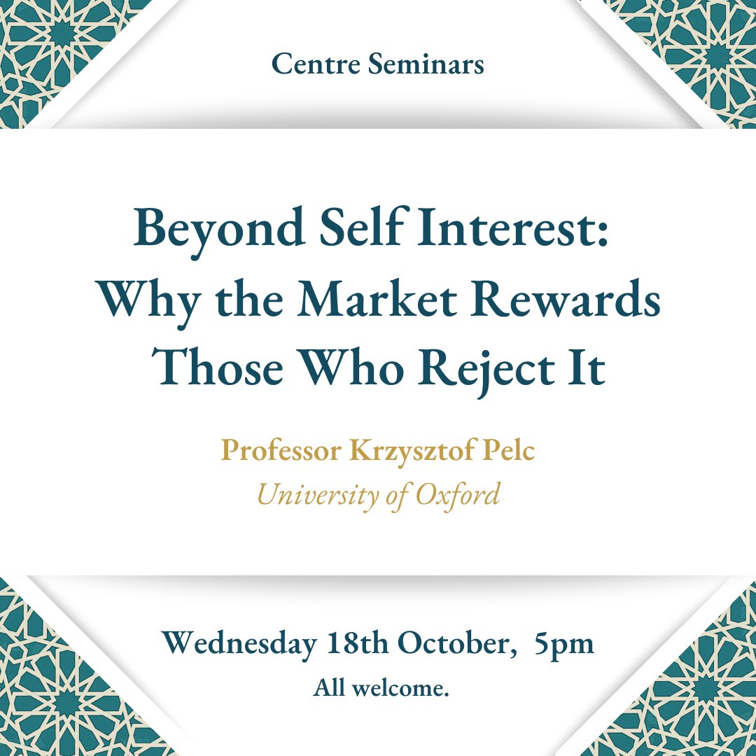 Join us next Wednesday for a seminar by Professor Krzysztof Pelc on 'Beyond Self Interest: Why the Market Rewards Those Who Reject It'. In-person, all welcome and no registration required.