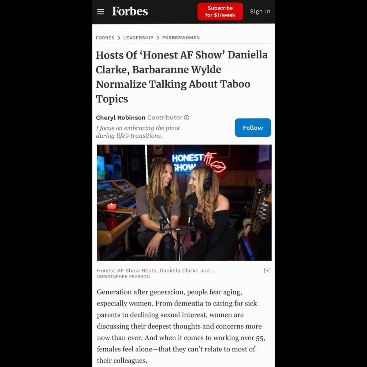 HonestAF Show is featured in <a href="/forbeswomen/">ForbesWomen</a> with this article by Dr. Cheryl Robinson <a href="/embracethepivot/">pivot</a> - Enjoy!!!! And Thank You so much Dr. Robinson for having us.  forbes.com/sites/cherylro… #womenpodcasters #womensupportingwomen #womeninbusiness #wellness