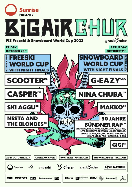 Auch dieses Jahr habe ich die Ehre, am #bigair in Chur auf der Bühne zu stehen, und zwar zur Feier des 30-Jahre-Bündner-Rap-Jubiläums.
Ich freue mich wahnsinnig auf den 21.10. und den gemeinsamen Auftritt mit meinen Mentoren, Wegbegleitern und Zöglingen🍾