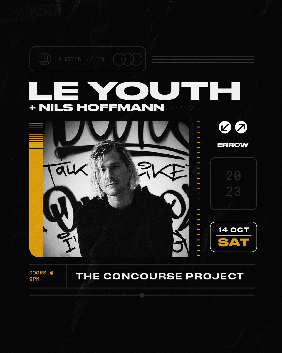 concourseproj's tweet photo. This Saturday we're setting up the 360 stage for an intimate evening of deep house with the people's DJ, @LeYouth! 🙌 We've got @nilshoffmannils on support plus an opening set by @errowdj! ✨

Tickets are running low for this one so snag yours now at https://t.co/likgqZYBWC! 🙏 https://t.co/p0HwEDxrAr