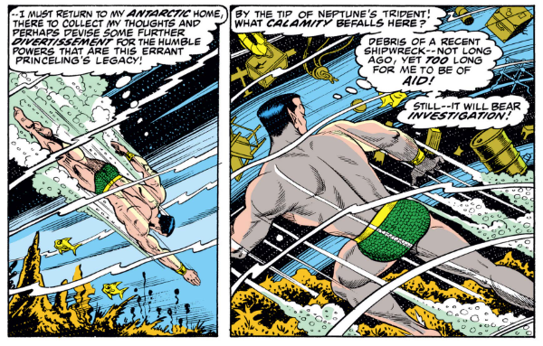 MarvelADay's tweet photo. #SM55 #MarvelADay Leaving the earring mystery, we must engage with another mystery or two: some sunken Antarctic debris and a ship is crushed by icebergs! The cargo mysteriously drifts underwater too! The icebergs look pretty cool, though. PMB https://t.co/6mJO7dnGUa