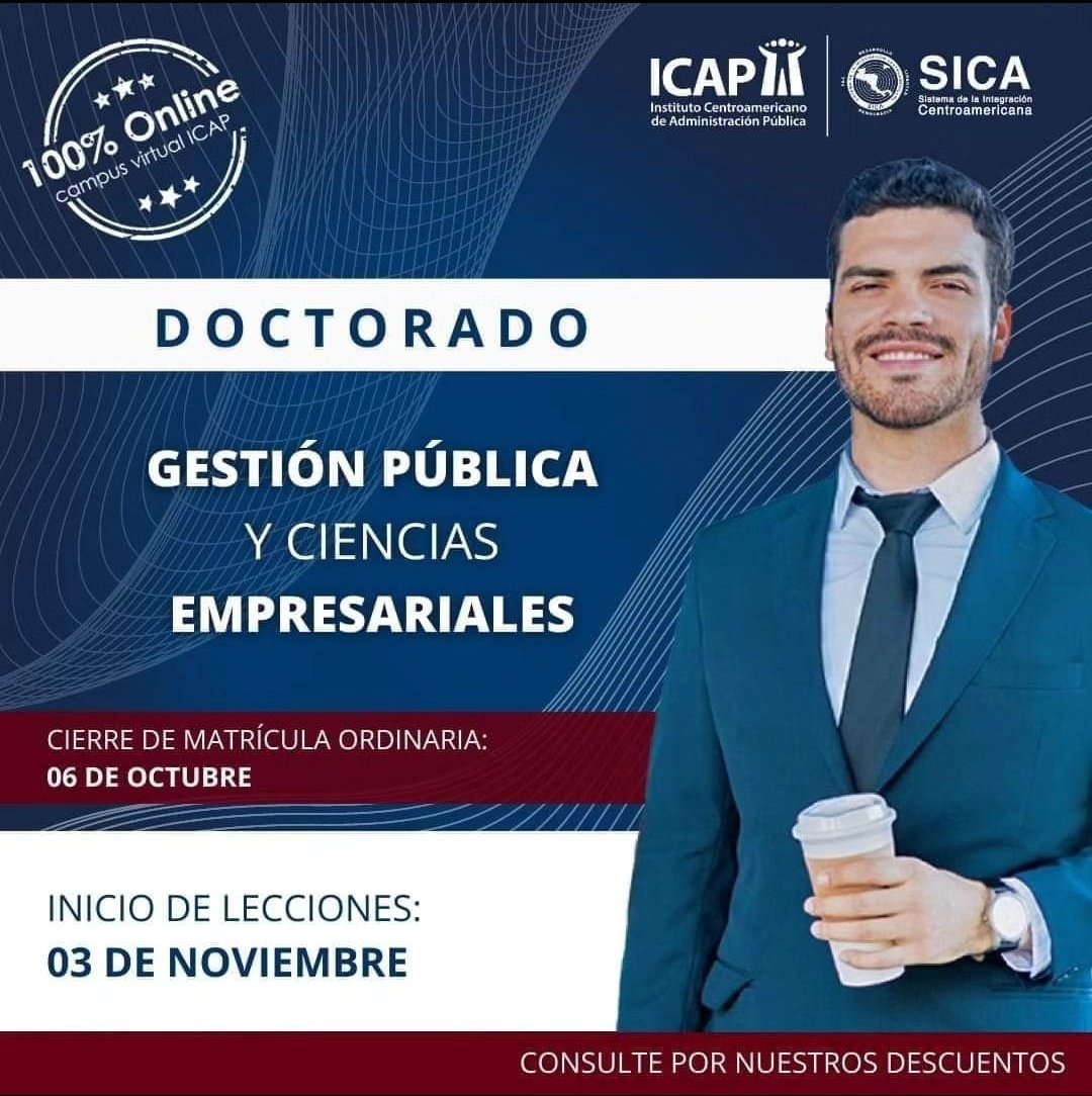 icap_1954's tweet photo. #PosgradosICAP #2023 | Matrícula abierta 

➡️ Doctorado en Gestión Pública y Ciencias Empresariales. 

✅ Inicio: 03 noviembre, 2023

➡️ Clases virtuales 100% 🌏

ℹ️ Info: https://t.co/2p3sXsVewP https://t.co/VmXEGwTHuO