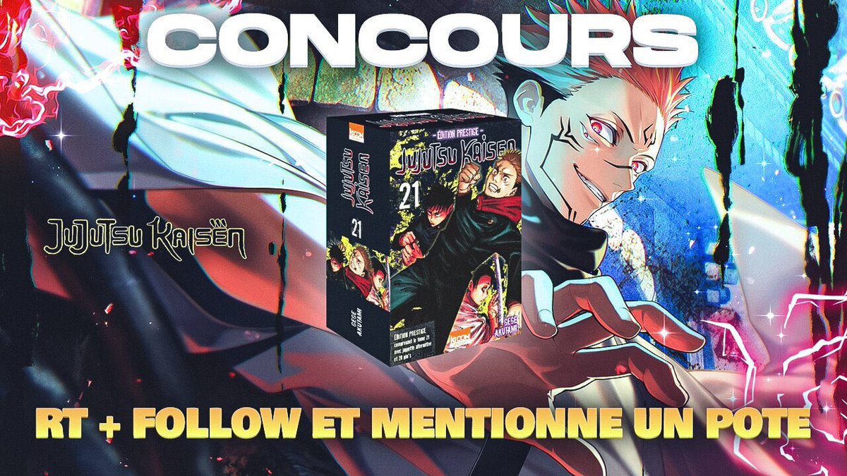 🎁#CONCOURS 

Gagne le Tome 21 collector de Jujutsu Kaisen !

✅ Pour participer : RT + FOLLOW 
<a href="/LeLvcifer/">Lucifer</a> + <a href="/zeChedli/">chedli</a> 

Mentionne un pote fan de JJK 🩸 

📅 TAS le 18/10