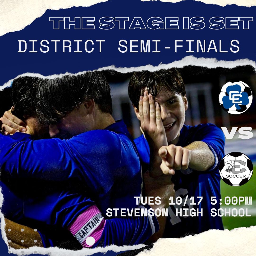 The stage is set……..the Varsity Shamrock Soccer Team faces off in the District Semi-Finals against South Lyon East on Tuesday 10/17 5:00 at Livonia Stevenson High School! Mark you calendar &amp; come support! Go get ‘em boys!⚽️ #wearecc #dccsoccer #mhsaasoccer #yougotthis #team45