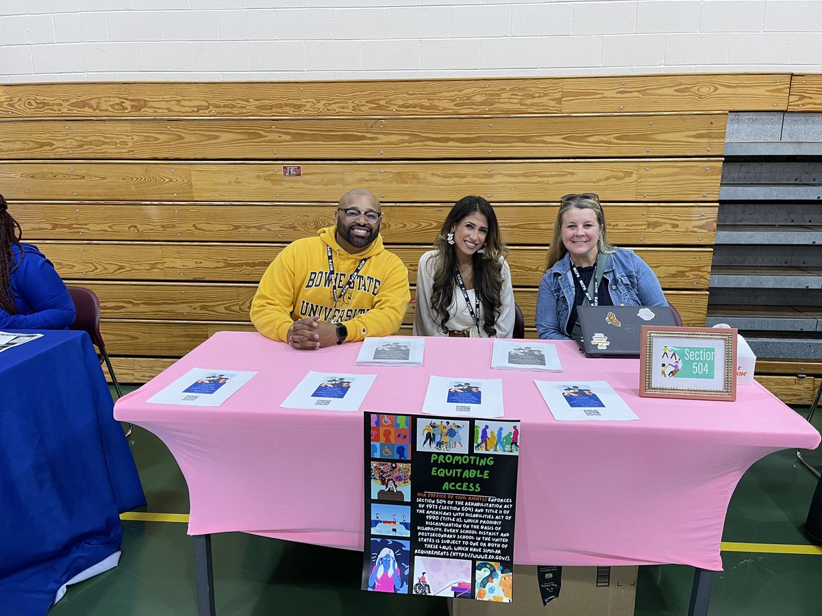MCPSCounseling's tweet photo. Making sure 504 information is available to our students at the Hispanic College Fair! #SWBA https://t.co/qsXOiKgcAZ