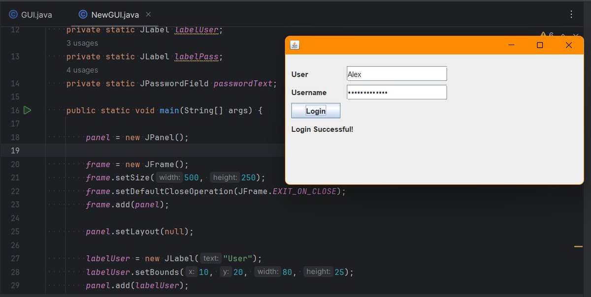 chiragkun's tweet image. This is getting fun!!!
Making a login page using Java GUI.
#JavaProgramming #LearningInPublic #GUIProgramming