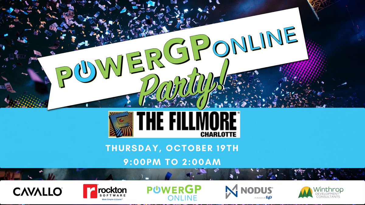 PowerGPOnline's tweet photo. We'd like to extend a HUGE "Thank You" to our Party Sponsors!  If you haven't signed up for the party yet you can do so here: 

P.S. It will be epic!

#Summitna
#DynamicsGP
#GPStrong https://t.co/IE7Pv4paaT