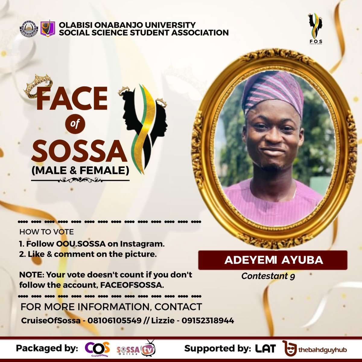 OOUSOSSA's tweet photo. FACE OF SOSSA 3.0

GUESS WHO WILL BE THE NEXT QUEEN AND KING OF SOSSA? ❤😎 https://t.co/T0MjIJqOhH
