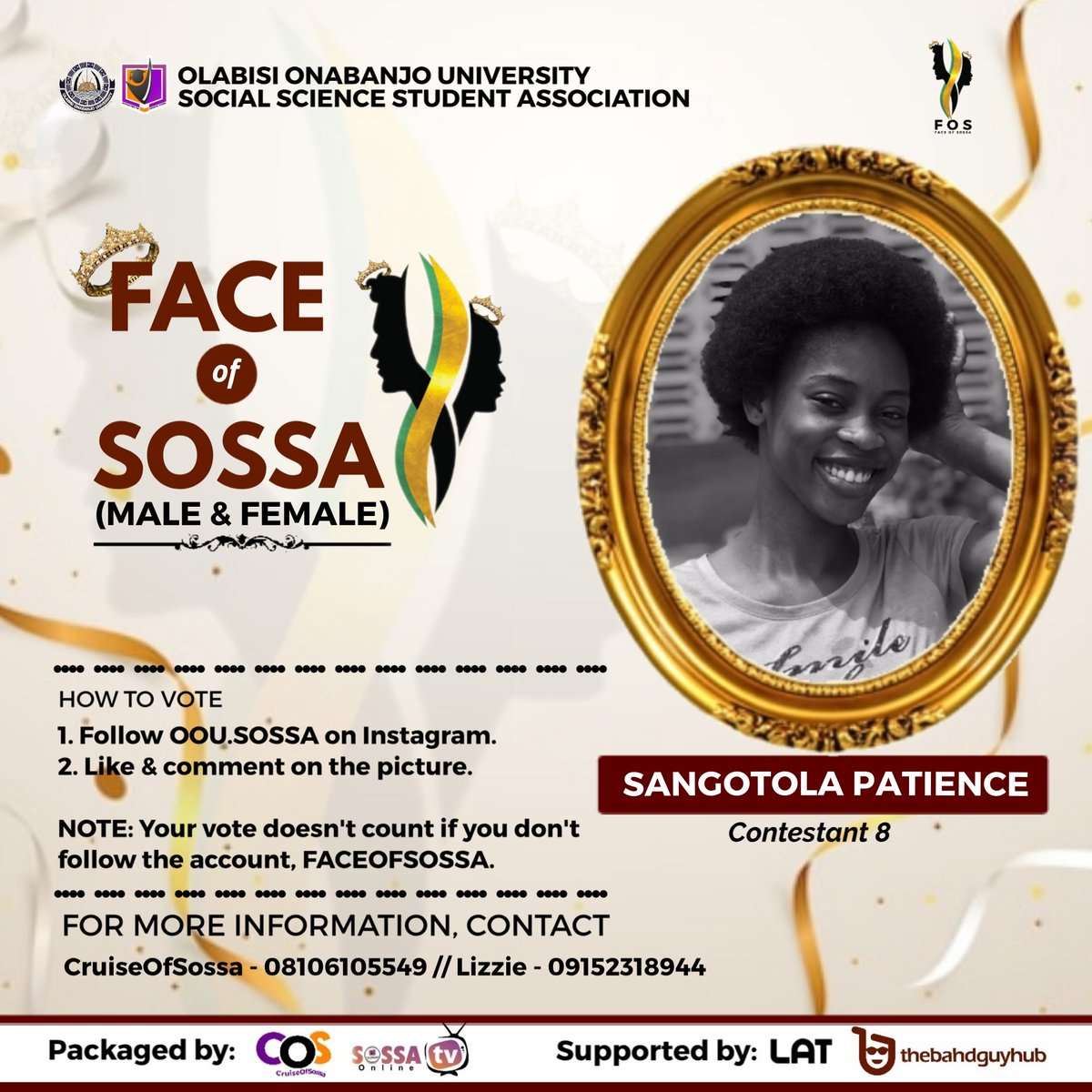 OOUSOSSA's tweet photo. FACE OF SOSSA 3.0

GUESS WHO WILL BE THE NEXT QUEEN AND KING OF SOSSA? ❤😎 https://t.co/PlmBD5t645