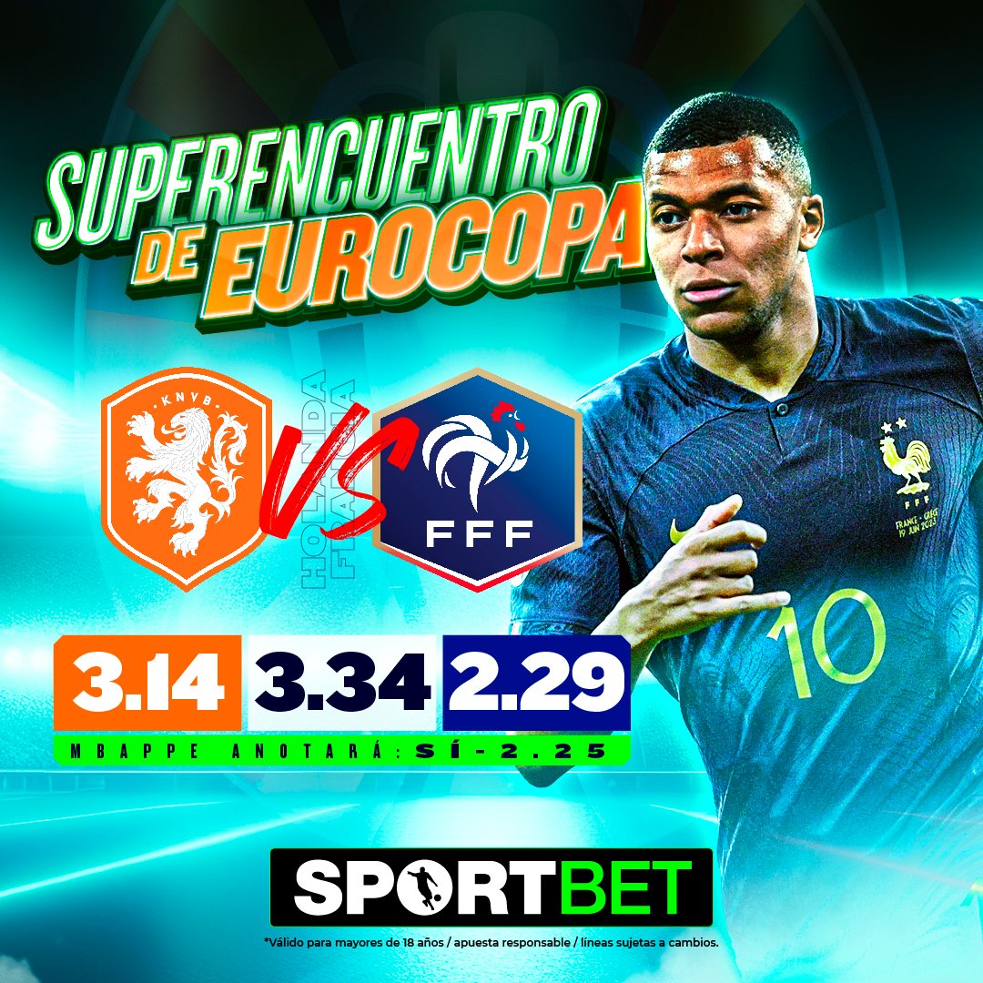 SportbetEc's tweet photo. Países Bajos y Francia (4 victorias) van por 3 puntos más en la #Eurocopa2024.
⚽Pronostica por tus equipos favoritos en 👉🏼https://t.co/m5VH04IJXd👈🏼 desde $20 y participas en el sorteo de un #GACPower 0km.🚘 https://t.co/2THyVBtYVv