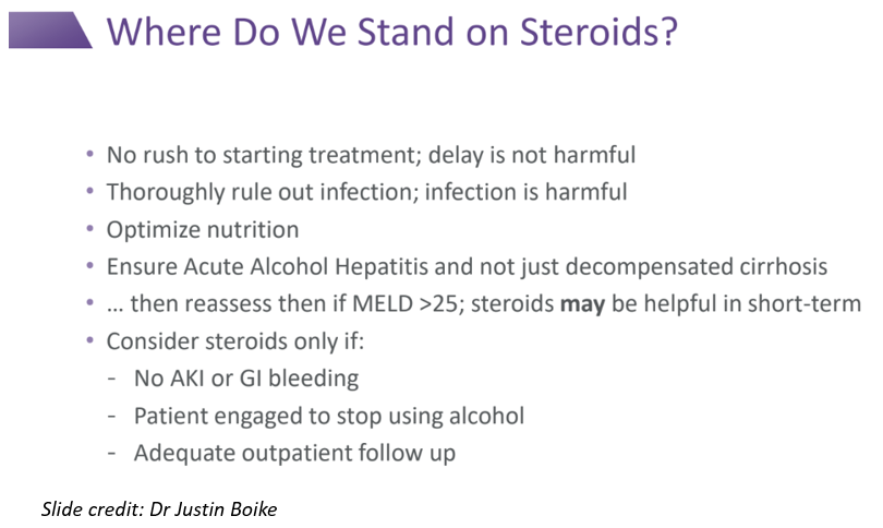 Excellent overview of acute alcohol related hepatitis by @justinboike ... a reminder that there is no urgency to giving steroids, optimize the patient and rule out infection: #MedEd @midwesthospmed