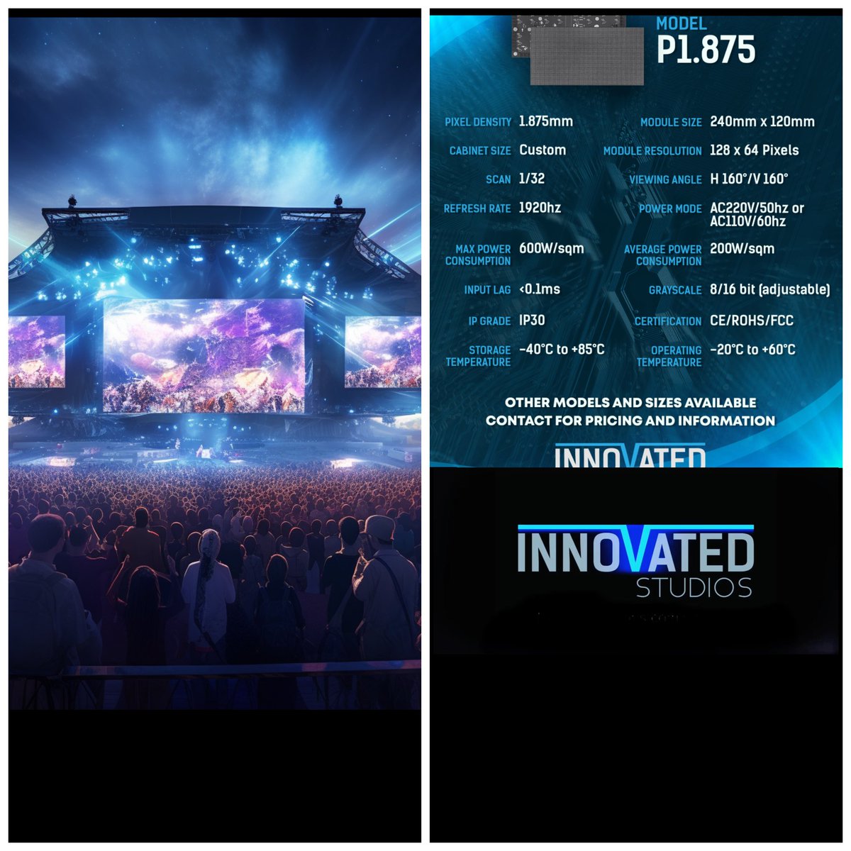 InnovatedStudi1's tweet image. Elevate your visual experiences with Innovated Studios! Introducing Flexible High-Resolution LED Panels for both interior and exterior use. Unleash creativity and captivate your audience with stunning visuals. 🌟🖥️ #LEDPanels #InnovatedStudios