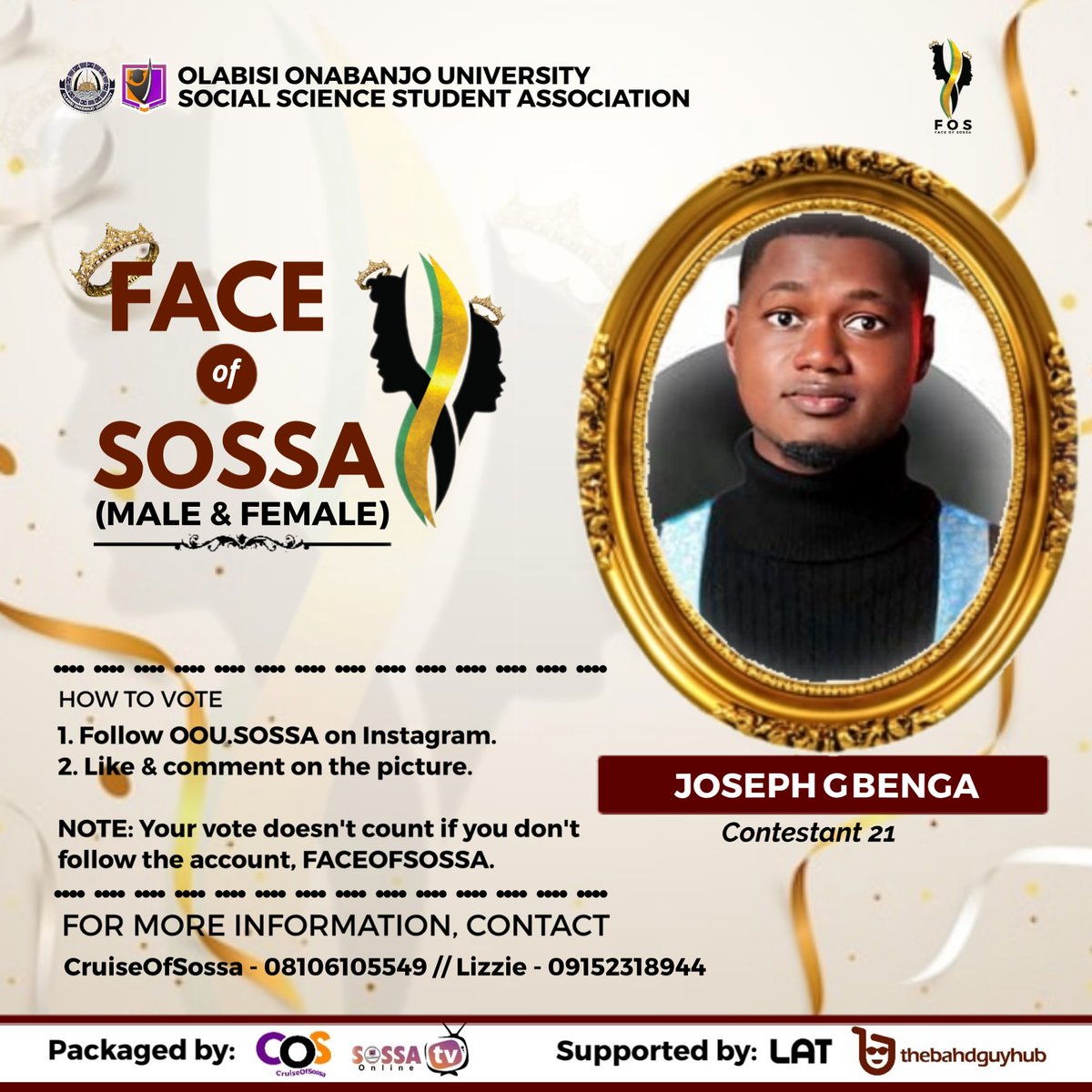 OOUSOSSA's tweet photo. FACE OF SOSSA 3.0

GUESS WHO WILL BE THE NEXT QUEEN AND KING OF SOSSA? ❤😎 https://t.co/IK1zoMIHyQ