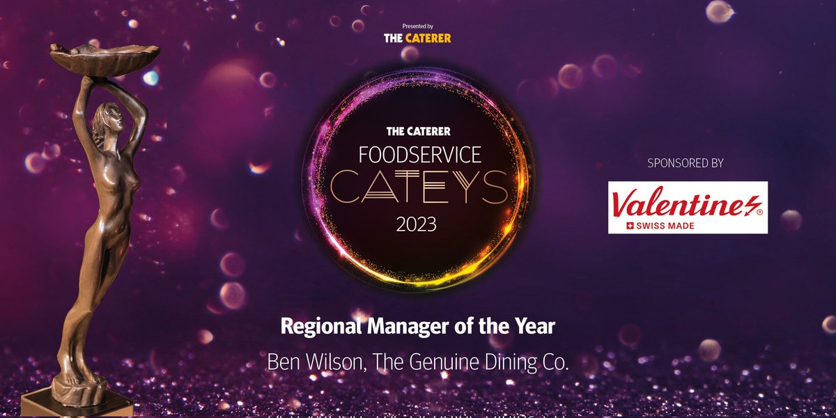 Caterertweets's tweet image. The person taking home Regional Manager of the Year, sponsored by Valentine &amp;amp; CuisinEquip, has shown an enormous commitment to catering for the local community. It goes to @GenuineDining’s Ben Wilson! #FSCateys2023