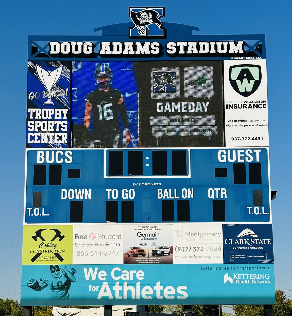 New scoreboard at Doug Adams Stadium got its final touches today! Just in time for senior night!