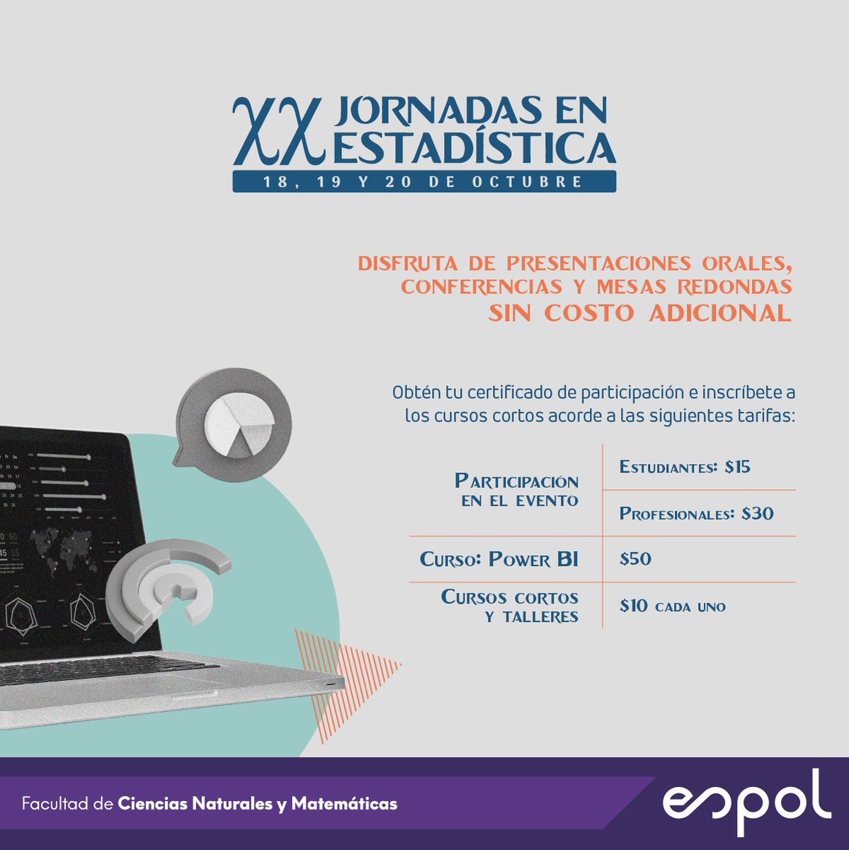 FCNM_Espol's tweet photo. Prepárate junto a los mejores expertos en los cursos que tendremos en las XX Jornadas en Estadísticas. 🙌🏼

No te lo pierdas y revisa más detalles en el siguiente enlace:
https://t.co/3OX6Kkpcj7 https://t.co/OuO1uwzXxe
