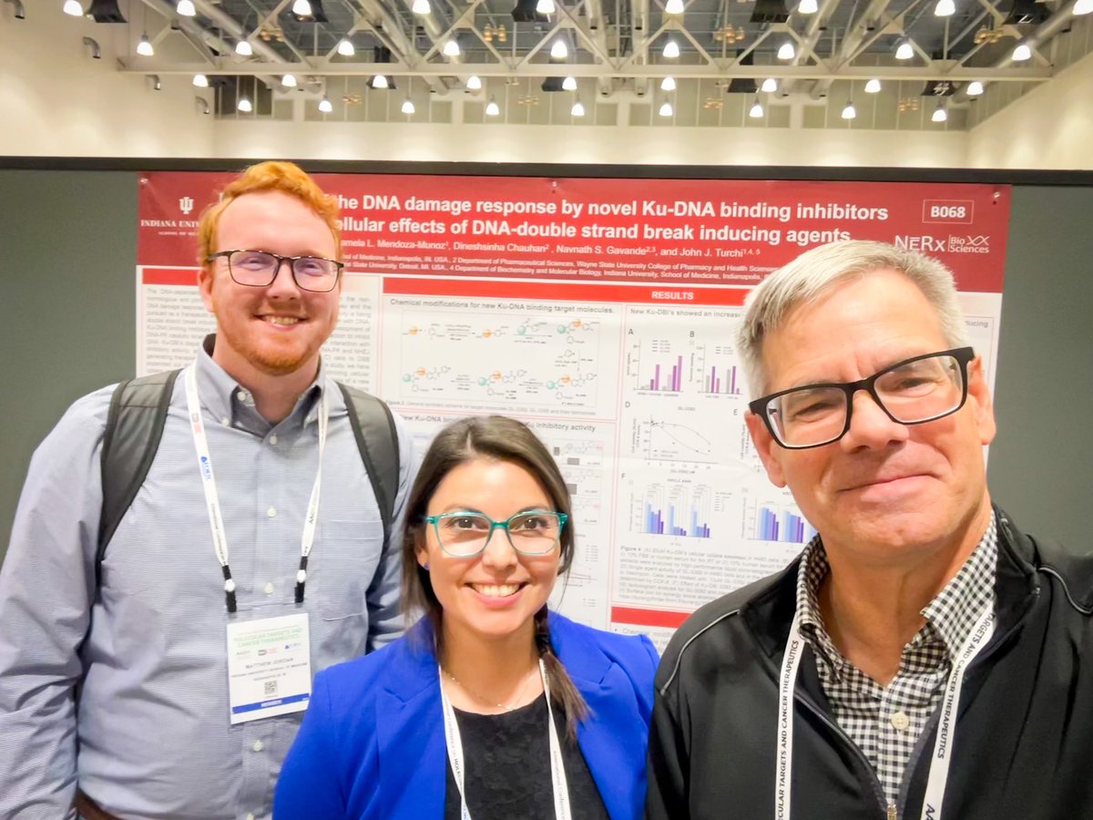 Pame_Mendoza's tweet photo. Grateful of presenting our new generation of Ku-DBi’s and their unique mechanism of action of DNA-PK inhibition at the AACR-NCI-EORTC International Conference on Molecular Targets and Cancer Therapeutics, Boston. B068 #Targets23 #IUSOM #turchilab #NERx #cancer #DDR https://t.co/ZZ48nxfEgV