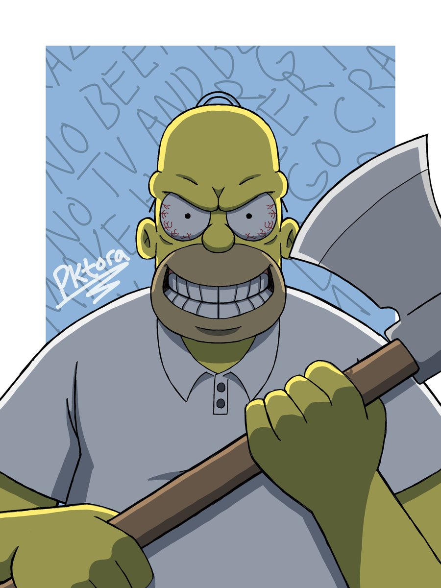 PKtora's tweet photo. My 5th Drawing for October is Homer Simpson from the Simpsons, referencing the Shining from the Treehouse of Horror episode.

#Simpsons #inktober #sketchtober #ibisPaintX #fanart https://t.co/GYMIjDj6dO