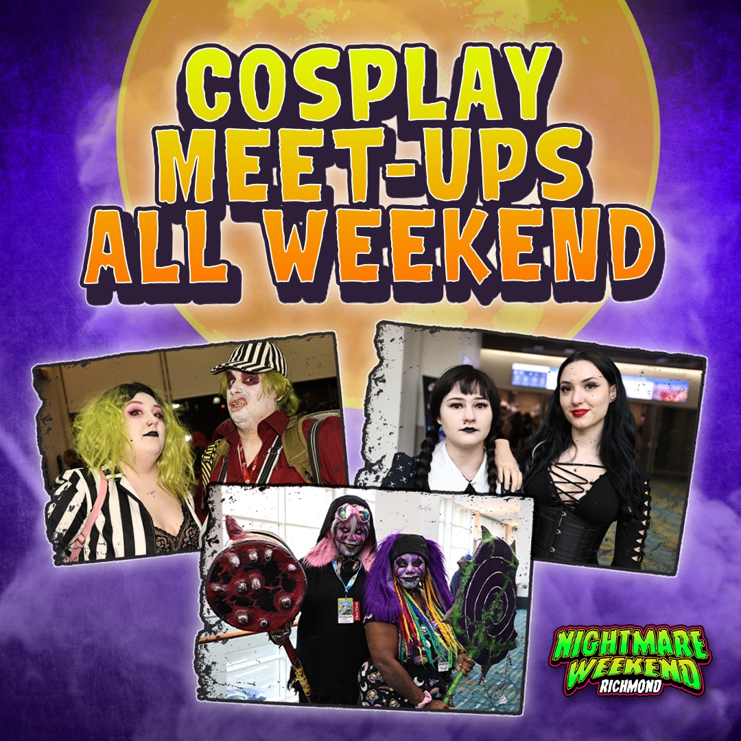 Check out our cosplay meet ups! Find your spooky fandom and get some photos! Check Out the schedule in the link in the bio
 
Find Out More: nightmareweekend.info/cosplaymeetups… 

#NightmareWeekendRichmond #NightmareWeekend #ComicCon