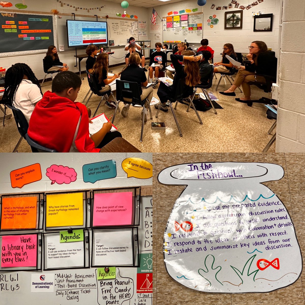 What a great way to end a busy week @CrosbyMiddle School! First teacher observation of the year on Friday the 13th, and I had the privilege of witnessing Ms. Oros’ 6th grade Adventurers engage with both their novel and each other with an EL Fishbowl/Socratic Circle assessment.