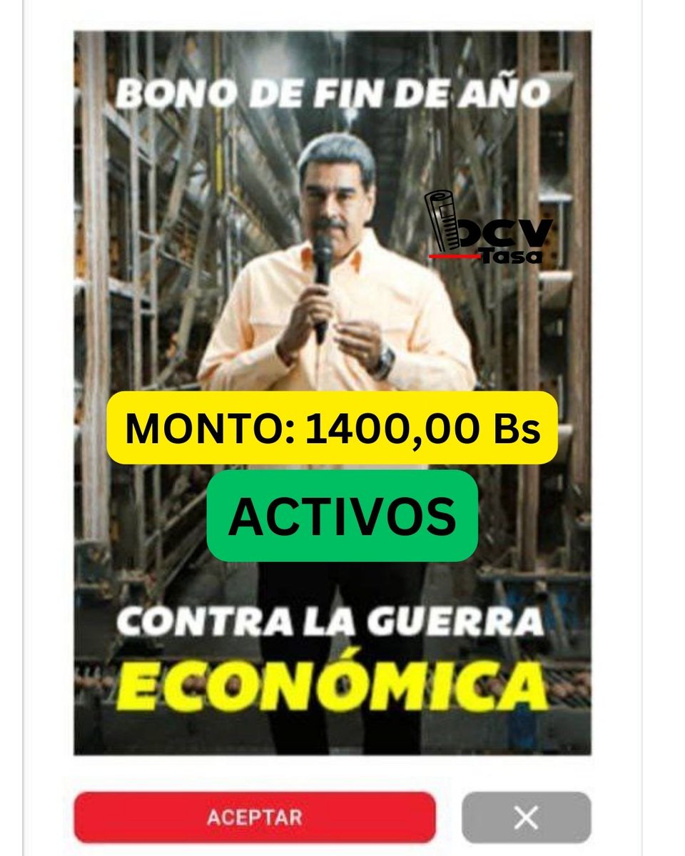 Inicia la entrega del Bono Contra la Guerra Económica Octubre 2023 a través de la Plataforma Carnet de la Patria. 

✳️ Monto: 1400,00  Bs.
✳️El bono es para empleados del sector publico ACTIVOS.