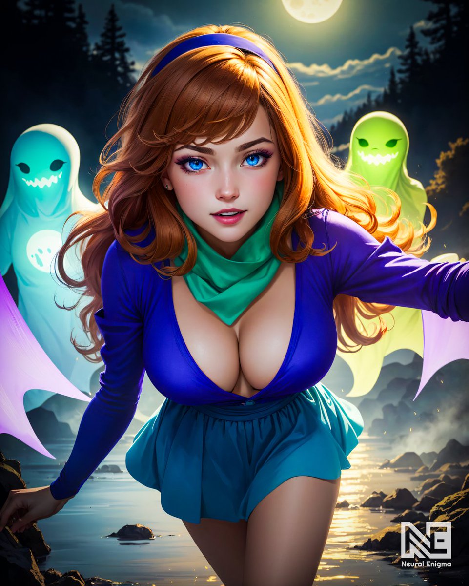 'Well, well, you're as charming as a full moon on a dark and spooky night.'

Theme: Spooky Spectacle

Check my page and join us on Patreon! 
#aigirls #aiart #AIArtworks #aiartcommunity #Spooktober #DaphneBlake #scoobydoo