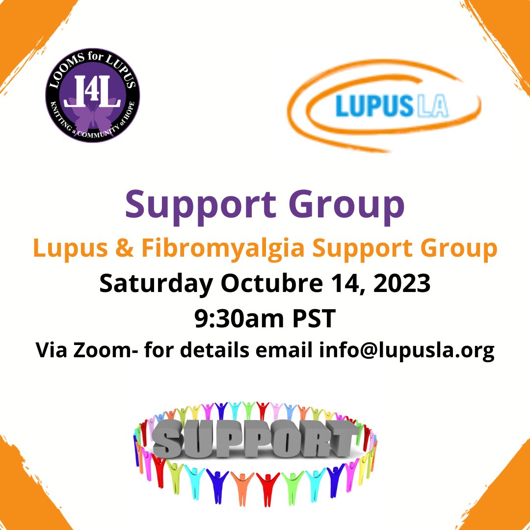 Support groups are a great way to connect, learn and support one another. Join us this Saturday October 14, 2023 at 9:30am PST for the @Looms4Lupus & @LupusLA support group. For Zoom details send us a private message. Facilitated by the #MataSisters @estelamata & @JuanaMataa