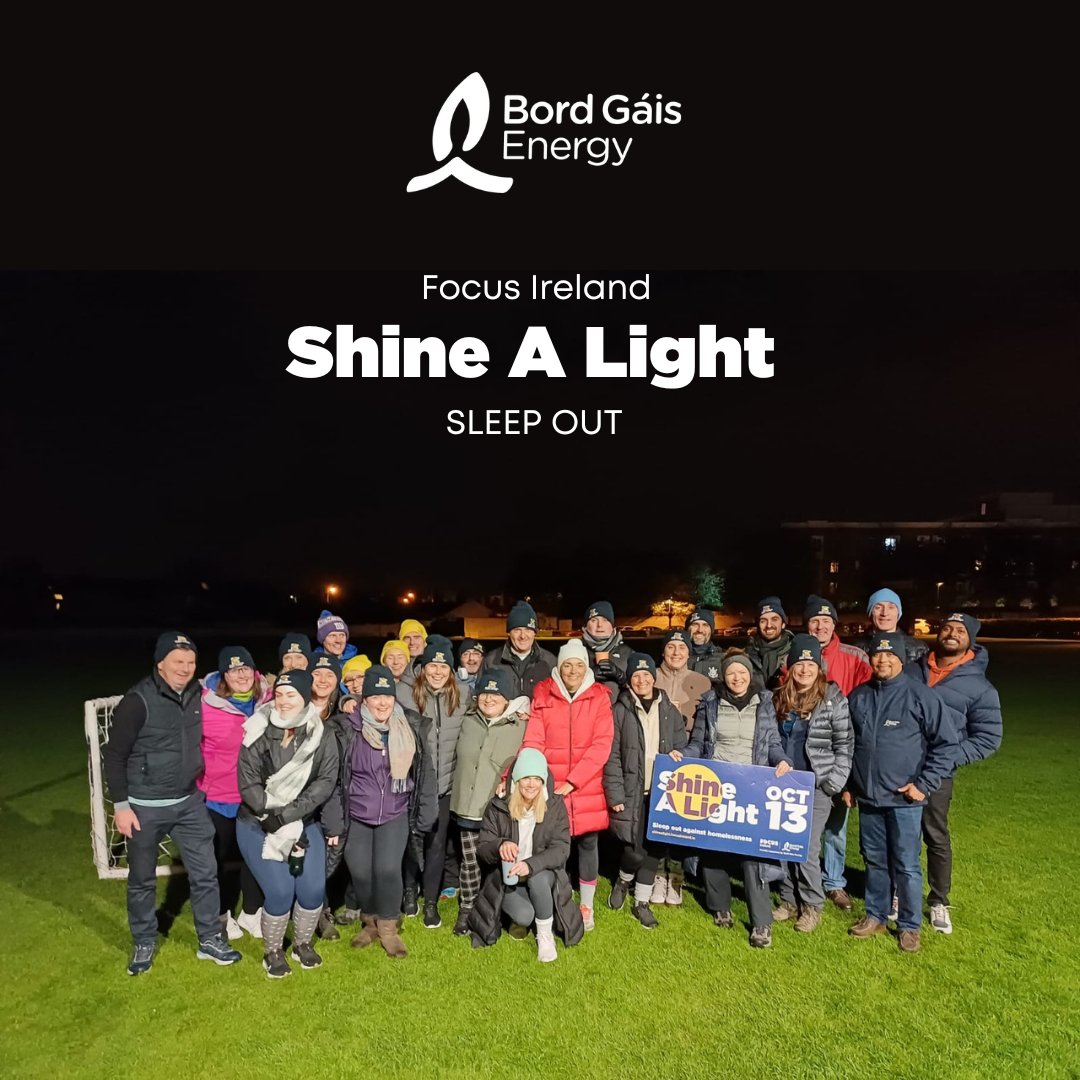 The Bord Gáis Energy team 💛 To everyone sleeping out tonight, thank you for helping us help @FocusIreland make a difference to those experiencing homelessness #ShineALight Shine A Light is proudly supported by @BordGaisEnergy 🌙 Show your support by donating what you can:…