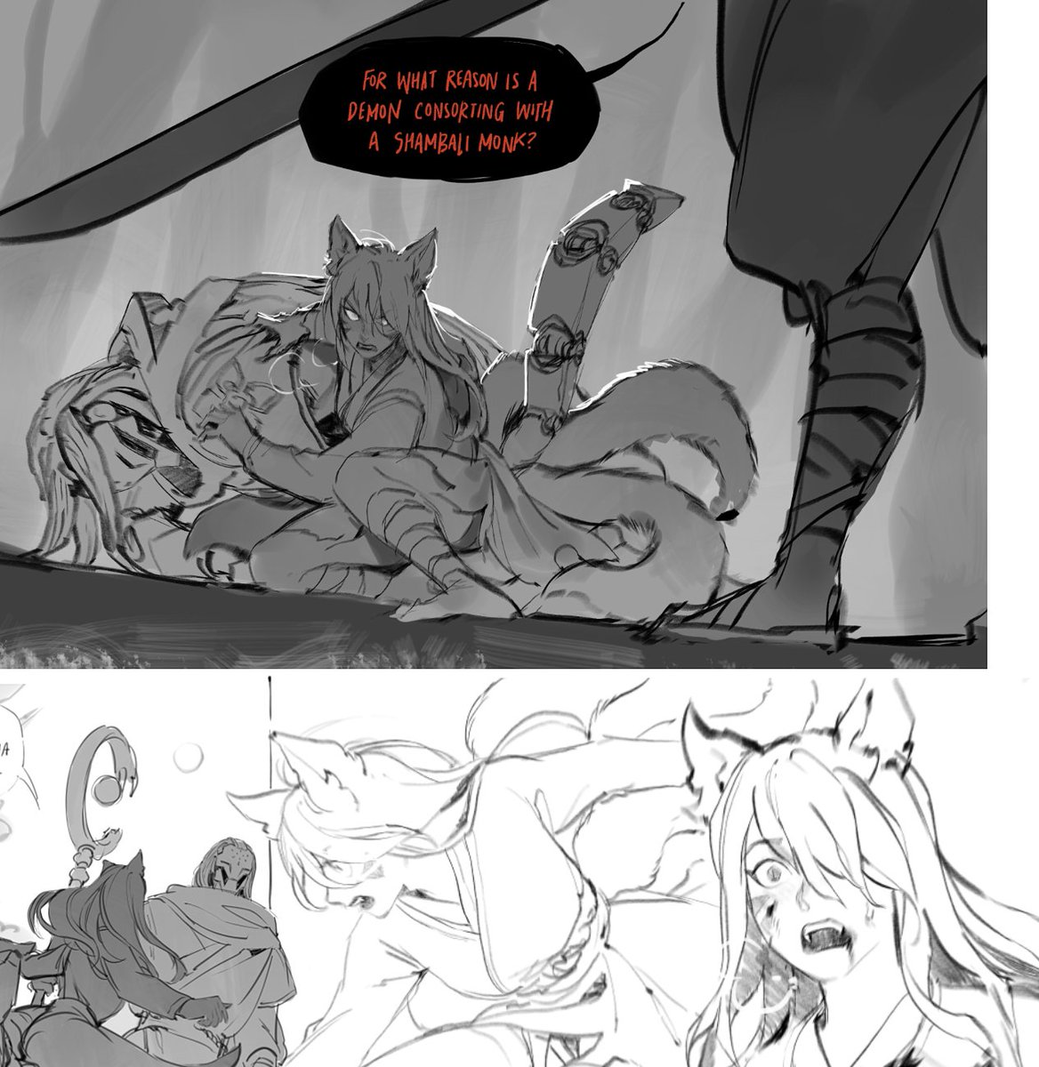 More of that monk and fox demon au #dvattra 