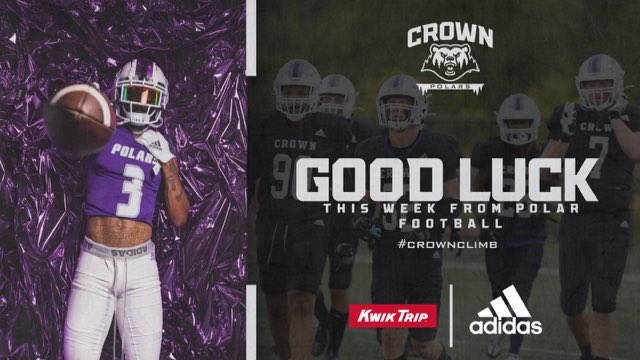 Thank you Coach Stinar for the graphic
<a href="/CoachStinar/">Colby Stinar</a> <a href="/CrownCollegeFB/">Crown College Football</a>