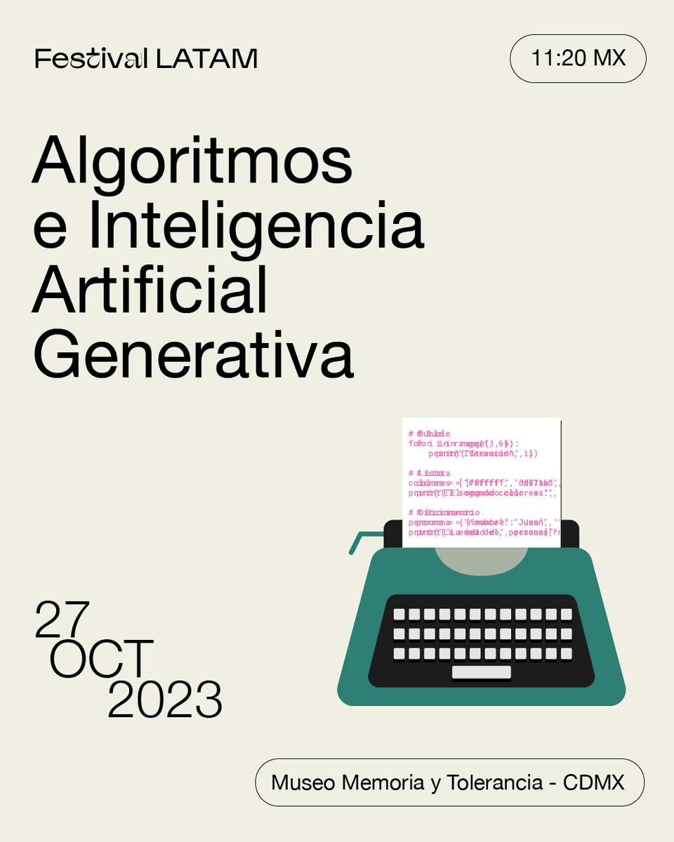 Factual_MX's tweet image. ¡Charlas #FestivalLATAM!

7️⃣ Algoritmos e Inteligencia Artificial Degenerativa

Conversemos sobre el futuro y los retos del periodismo que se vienen de la mano de las nuevas tecnologias.

Junto a @AnaValacco @edgarzo @jm_casanueva modera @alecesar

📌 festival-latam-2023.boletia.com