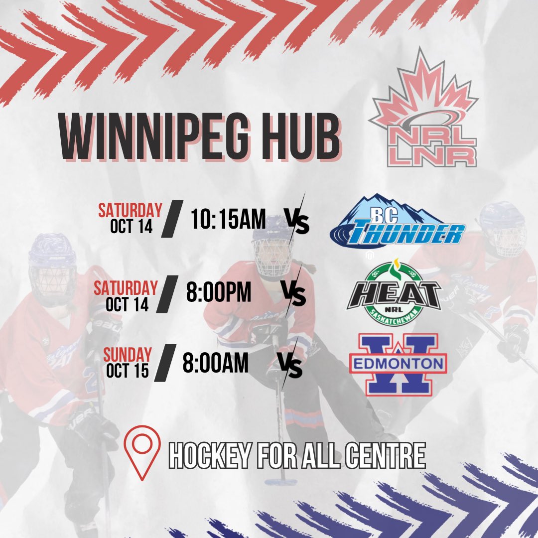 CalgaryRATH's tweet image. Tune into RATH’s season opener in 
📍Winnipeg, MB‼️

Our Saturday games will be streamed on Ringette Canada’s YouTube channel 🔗. Please note our Sunday game is not streamed. Stay tuned for game updates!
