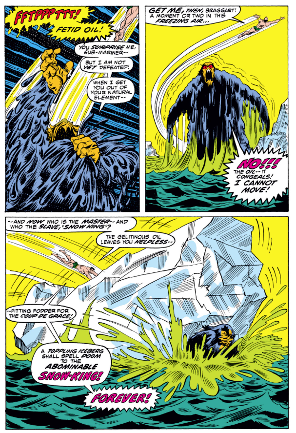 MarvelADay's tweet photo. #SM55 #MarvelADay I confess I do not know why the air is colder than the sea but I ain't no science guy. My research indicates that oil has a lower freezing point than water, but maybe this is magic Atlantean oil that congeals in the air? Work with me, people! PMB https://t.co/LQpJ9KbHGg